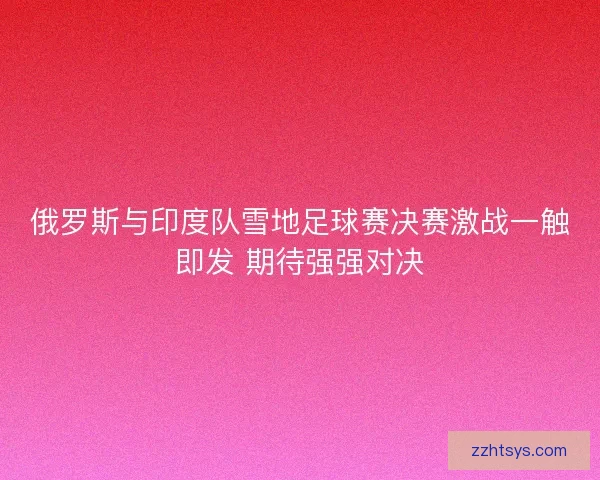 俄罗斯与印度队雪地足球赛决赛激战一触即发 期待强强对决